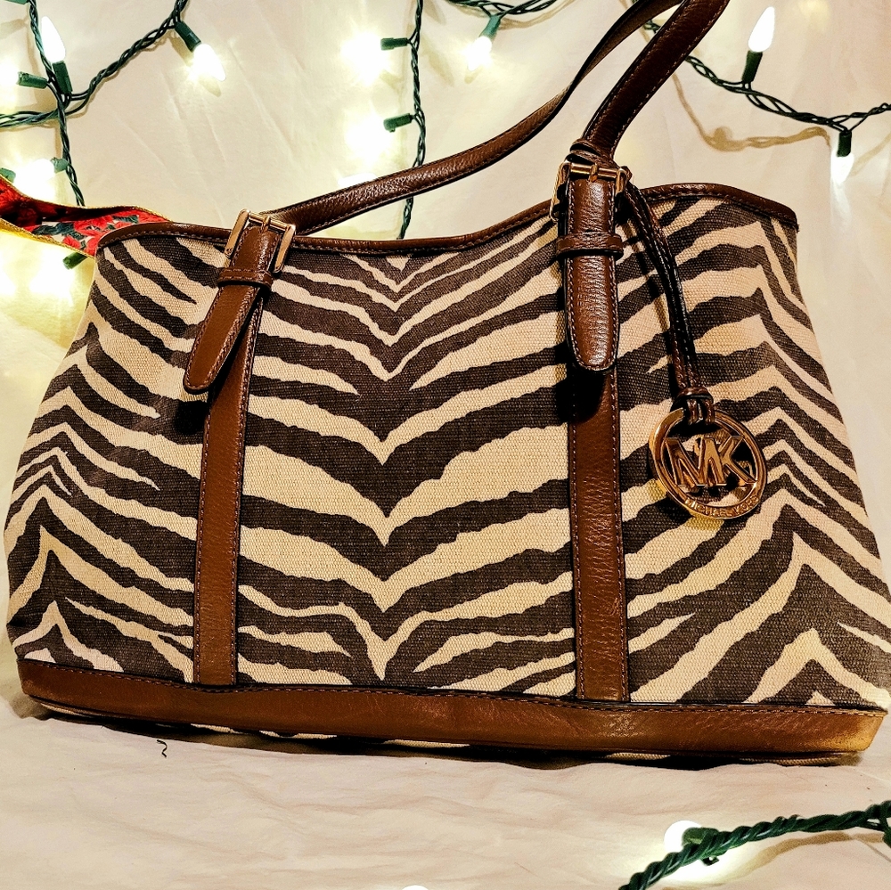 Michael Kors Leather Canvas Zebra Print Bag